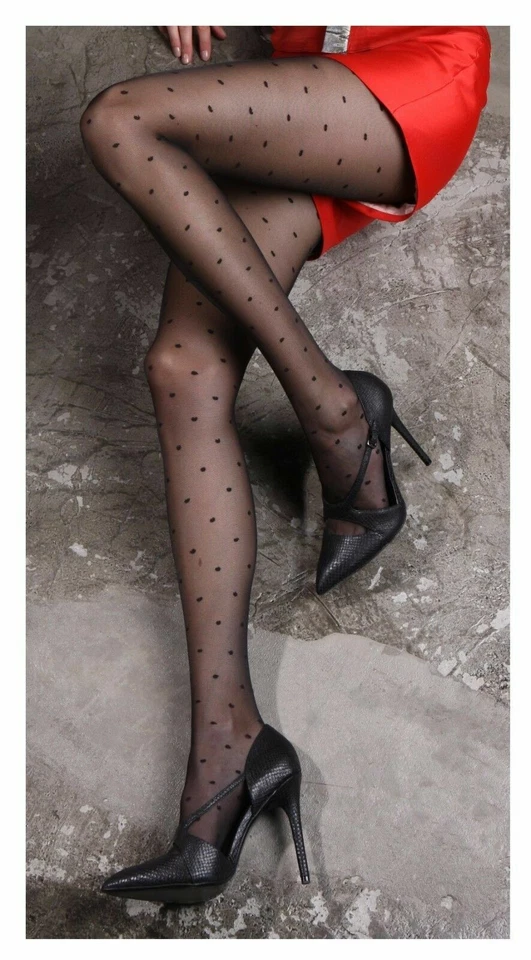 Medias Mura Sheer 20 Den Estampado Lycra con Lunares Bordados Pois Ash S M L Foto 3 de 4