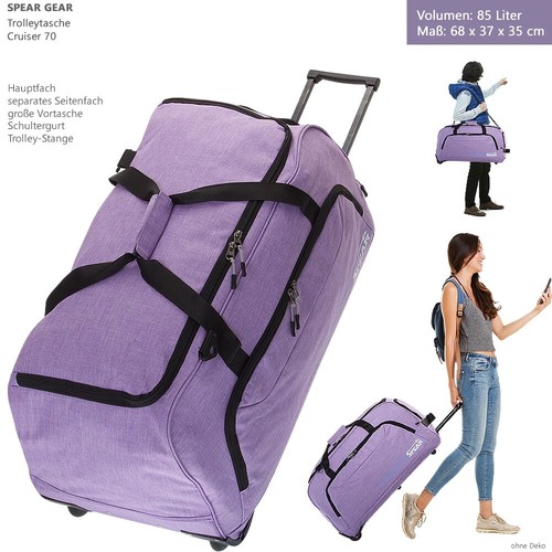 Trolley Reisetasche mit Rollen 85 L XL Koffer Tasche Damen Spear 910 Flieder +g - Bild 19 von 20