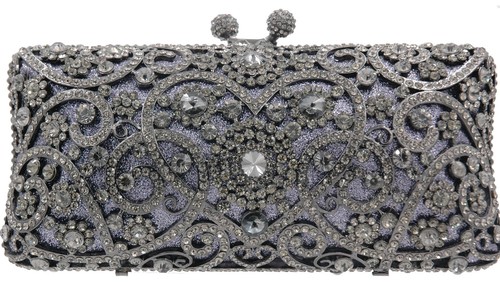 Evening luxury bling crystal clutch purse bag Bridal Rose Gold Silver AB Black - Picture 7 of 10