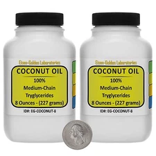 Coconut Oil [Fractionated Triglycerides] 100% Food Grade 16 Oz in Two Bottles
