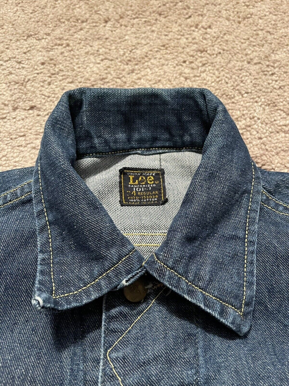 Vintage Lee 101J Sanforized Denim Jacket 34 Regular Blue Union