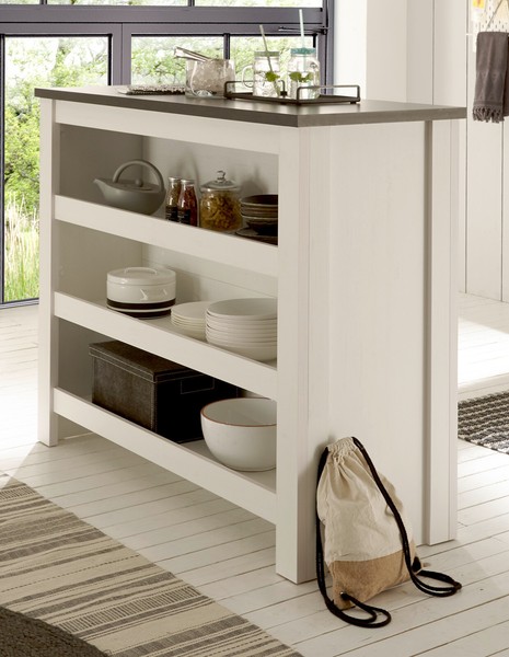 KüChentheke Bartisch KüChenbartisch KüChenschrank Weiß Pinie Landhaus Stove-image