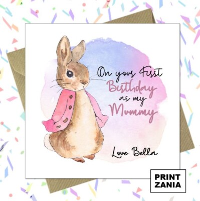 Personalisierte Karte Erster 1. Geburtstag als Mama Nanny Tante Oma AQO