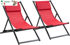 Set 2 Sedie Poltrona Sdraio da Esterni, Pieghevoli e Reclinabili, in Alluminio, 