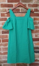 J. Crew Cold Shoulder Square Neck Shift Dress size XXS Lined Green