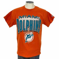 VTG 90s Miami Dolphins Logo 7 T Shirt M Orange 1993 NFL Football Mens