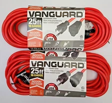 Set of 2 25 ft. x 16/3 Gauge Indoor Outdoor Extension Cord Orange