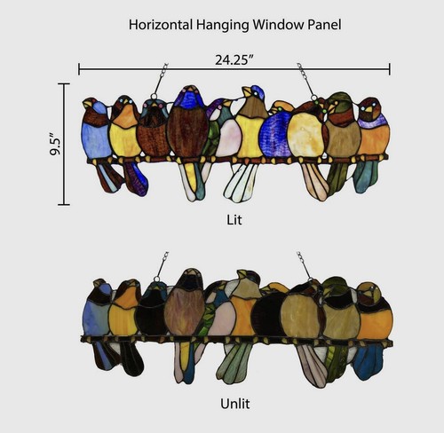 9,5" Höhe Marisol Multicolor Vögel Fensterscheibe Buntglas - Bild 6 von 8