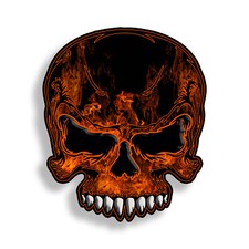 Real Flame Skull Sticker Tool Box Motorcycle Car Truck Window Bumper Vinyl Decal