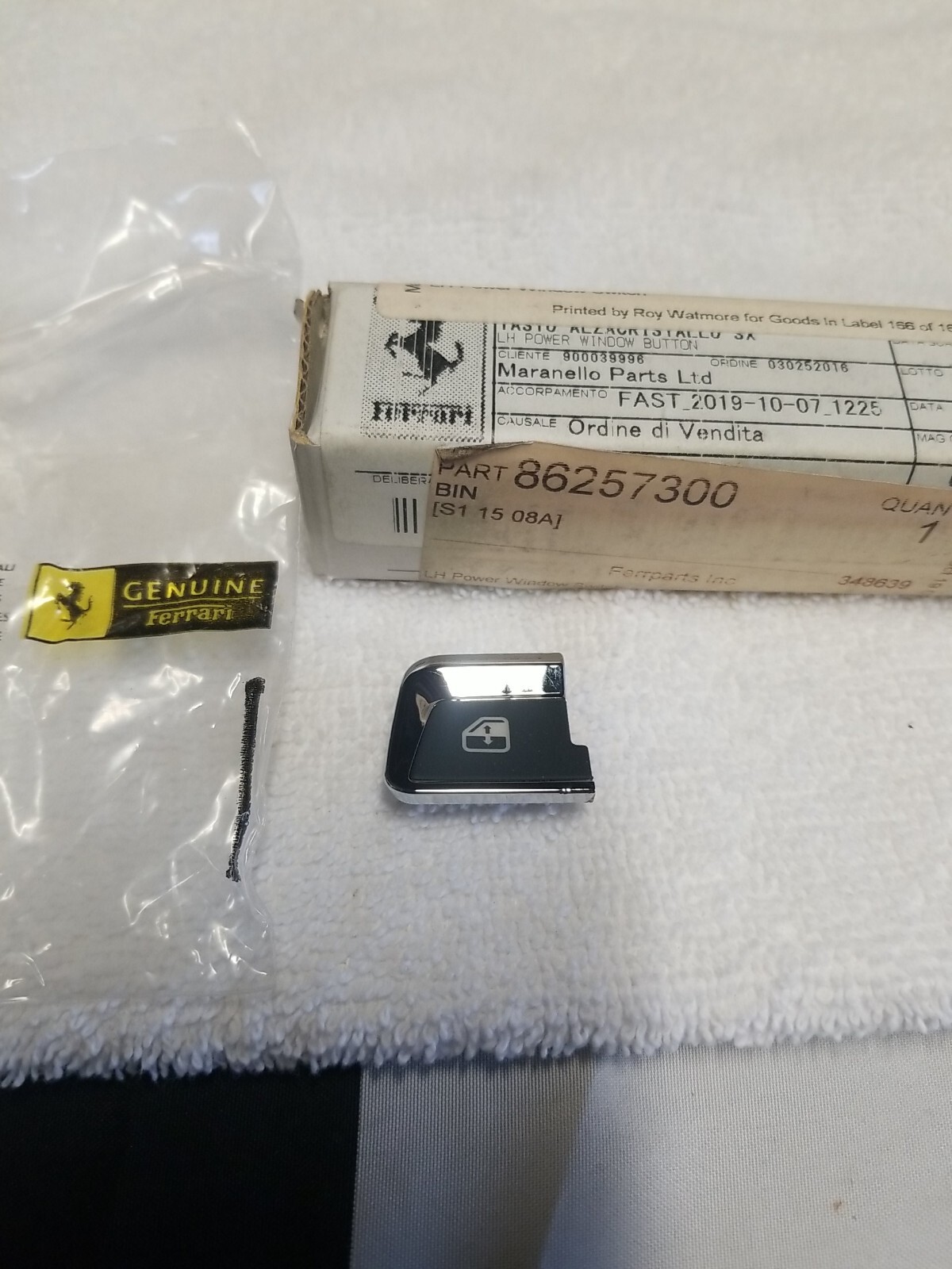 Ferrari California (2012-2014) LH Power Window Button OE 86257300