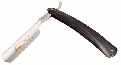 SOLINGEN GERMANY Rasiermesser TIMOR 6/8 Carbonstahl dunkles HORN GOLDÄTZUNG 