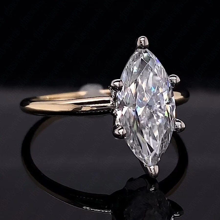 2.25Ct IGI F VS1 Marquise Lab Grown Diamond Engagement Ring In 14K Two-Tone Gold - Image 3 of 4