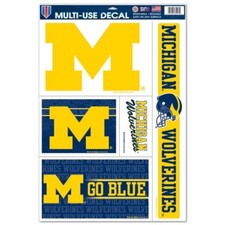 MICHIGAN WOLVERINES 5 PIECE MULTI-USE DECAL SHEET 11"X17" PERFECT FOR WINDOWS