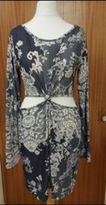 Boohoo Ladies Grey & White Flowers Long Sleeve Dress.. Size 12.. NEW With Tag.. 