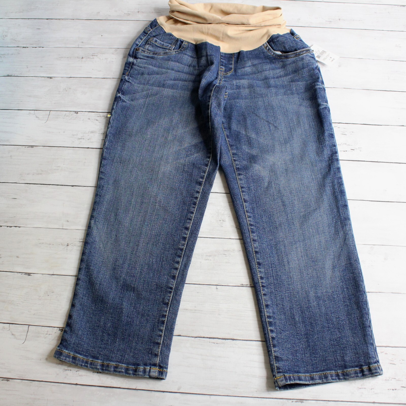 Oh Baby Women's Maternity Denim Blue Jean Cropped Pants Size M Summer