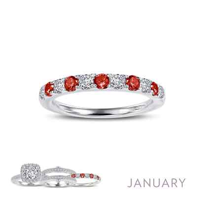 BRAND NEW Lafonn Platinum Plated Red Garnet January Birthstone Ring BR004RBP05