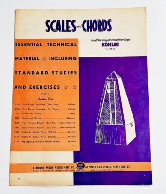 Scales and Chords In All The Major & Minor Keys Piano Sheet Music Book  1908