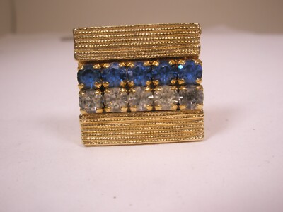 Blue & White Rhinestone SINGLE Vintage Cuff Link replace lost/broken zL61