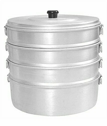 4 Tier Pure Aluminium Momos Steamer 13inch Dumpling Maker Big Pot For Party Cafe