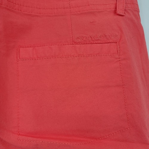 DKNY Jeans Women's Size 8 Coral Bermuda Shorts Cotton Blend Button Front - Picture 5 of 9