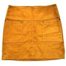 ARJÉ Size S Women’s Nora Italian Lamb Suede Leather Mini Skirt Mustard Yellow