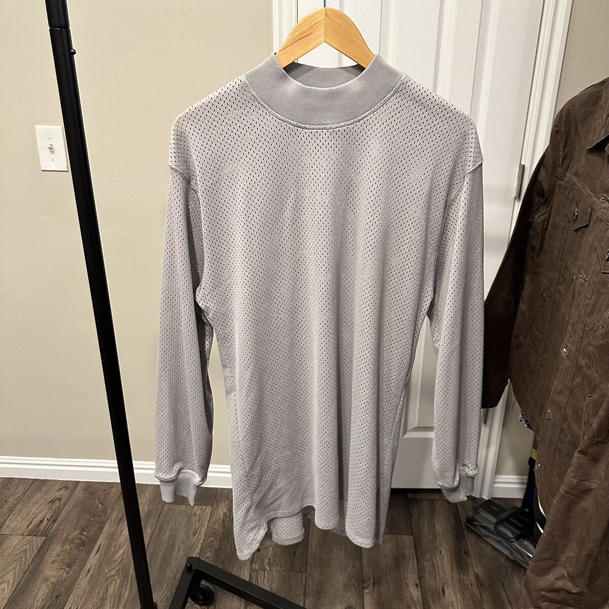 Fear of God Fifth Collection Grey Jersey Mesh Long Sleeve T Fear of God Fifth Collection Grey Jersey Mesh Long Sleeve T