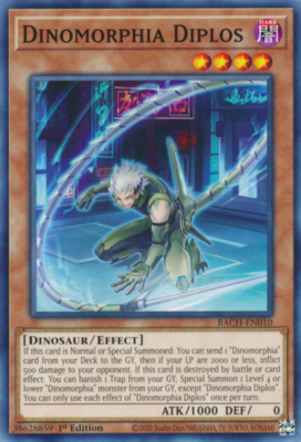 Yu-Gi-Oh! Dinomorphia Diplos Card - BACH-EN010 Common 1st Edition From Battle Of Chaos