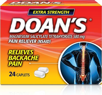 Doans Extra Strength Back Pain Relief Magnesium Salicylate 24 Caplets- EXP 09/26