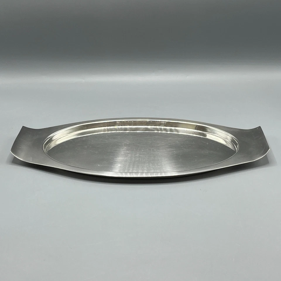 Bandeja de plata pequeña antigua de 1920 con soporte para vela ovalada Art Deco Finnigans Foto 4 de 4