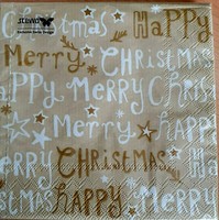 Servietten Weihnachten Weiß Gold Merry Christmas Lunch 20 St 33X33 Cm Neu