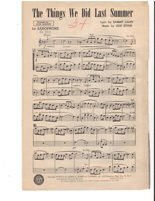Things We Did Last Summer Big Band Chart Sheet Music