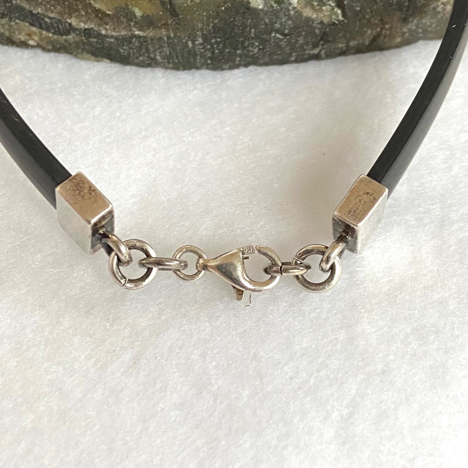 Sterling Silver 925 Rectangular Green Acrylic Bla… - image 19