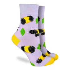 Fuzzy Caterpillars Women's Crew Socks Size 9-11 Good Luck Novelty Fashion New