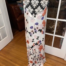 Hyfve Dress Womens Large Pink White Floral Sexy Maxi Sleeveless Sundress