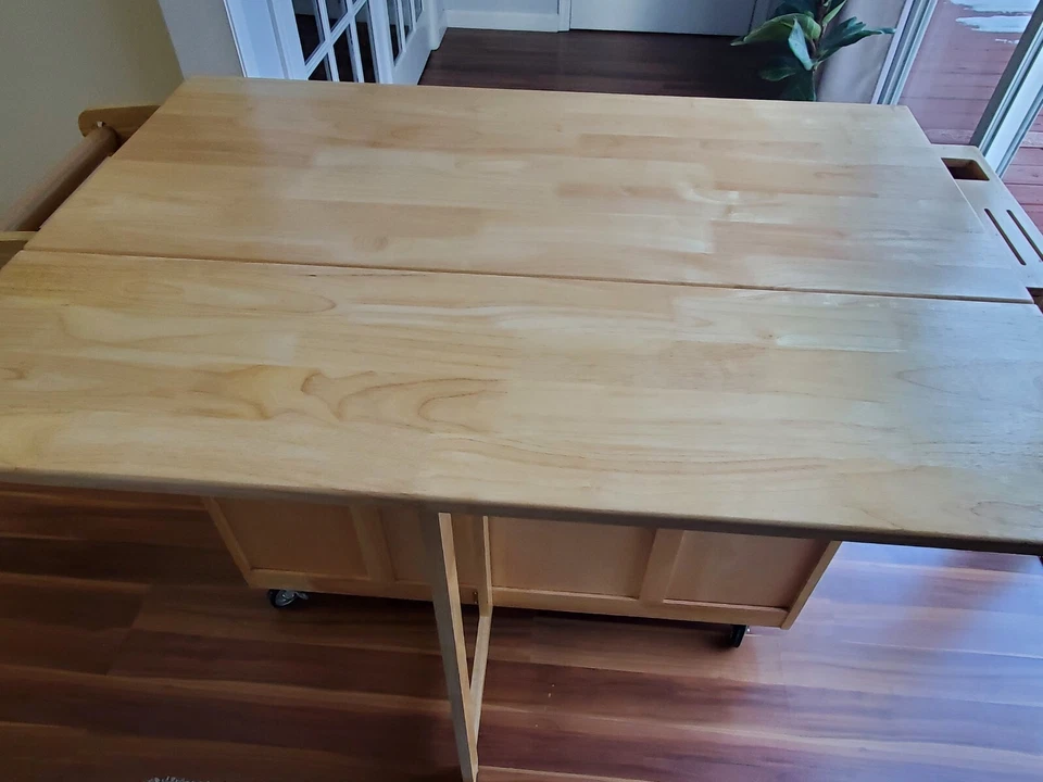 Carro de cocina Homestyles General Line, barra rápida Drop Leaf B, 54 pulgadas de ancho, natural Foto 3 de 4