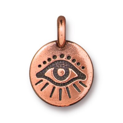 TierraCast Evil Eye Charm, Antiqued Copper Plated Pewter (Pkg. of 4)