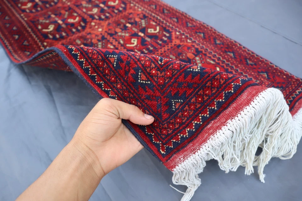 Alfombra de corredor 2x5, alfombra de lana afgana hecha a mano, alfombra Bokhara de fina calidad, alfombra de entrada Foto 2 de 4