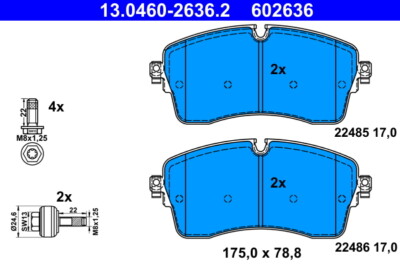 ATE 13.0460-2636.2 Bremsbelagsatz, Scheibenbremse für JAGUAR,LAND ROVER