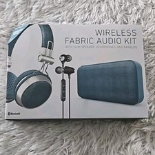SHARPER IMAGE WIRELESS FABRIC AUDIO KIT SLIM SPEAKER / HEADPHONES AND  EARBUDS