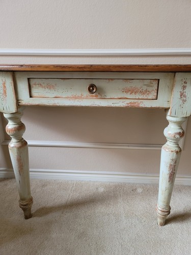 VTG DREXEL Studio Distressed Country Shabby Chic Entry Hallway Console Table - Picture 9 of 19