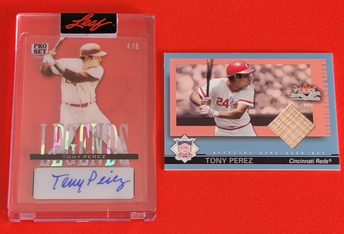 Tony Perez AUTOGRAPH CARD #d4/6 2023 LEAF + GAME USED BAT CARD CINCINNATI REDS - Bild 1 von 7