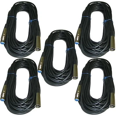 MCSPROAUDIO 5pack 50 Ft Foot XLR Male to Female SHIELDED powered speaker wire Cable mic cord