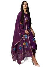 GoSriKi Women's Chanderi Cotton Straight Printed Kurta with Pant & Dupatta