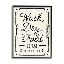 Stupell Charming Retro Laundry Wash Dry Fold Repeat Framed  11 x 14
