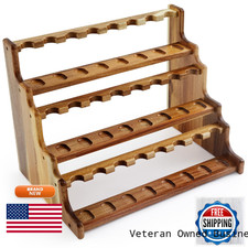 Yalikop Acacia Pipe Stand Holder For 24 Smoking Pipes Acacia 3 Layer Smoking