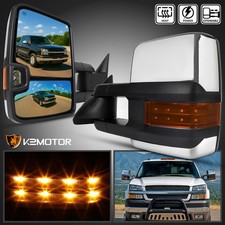 Fits 2003-2007 Chevy Silverado Sierra Chrome Power Heated Tow Mirrorsled Signal Fits 2003-2007 Chevy Silverado Sierra Chrome Power Heated Tow Mirrorsled Signal