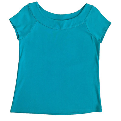 Rafaella Aqua Blue Cotton Shirt Women's Medium Short Sleeve