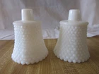 White MILK Glass Hobnail Votive Peg Cup Candle Holder Lot Of 2 Vintage