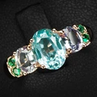 Green Tourmaline Alexandrite 2.55Ct 925 Sterling Silver Rose Gold Ring Size 6