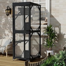 4-Wheel Portable Wooden Catio Outdoor Cat Enclosure for Large Cat Multiple Cats